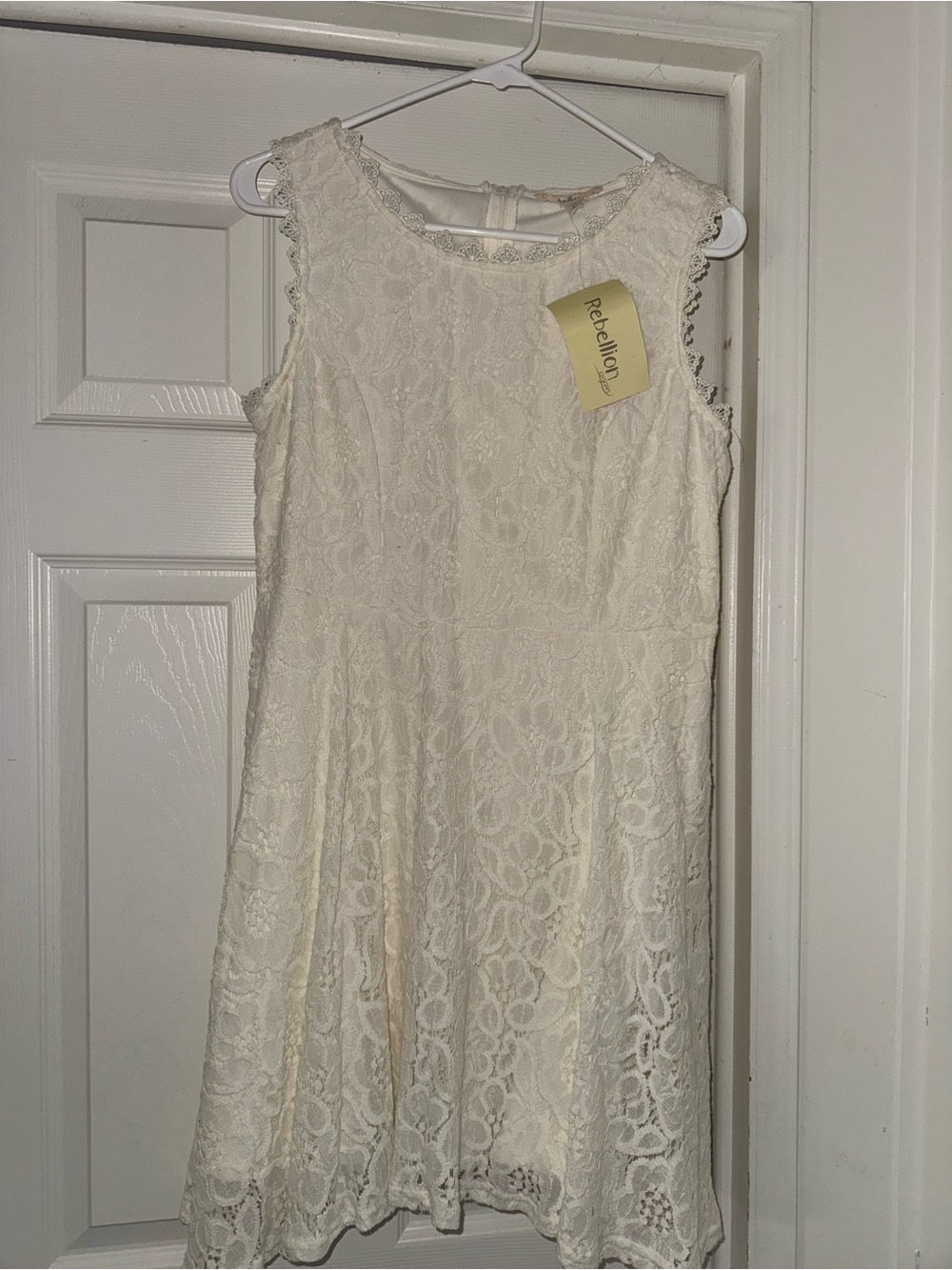 Rebellion Cream Lace Sleeveless A-Line Dress